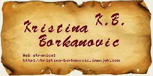 Kristina Borkanović vizit kartica